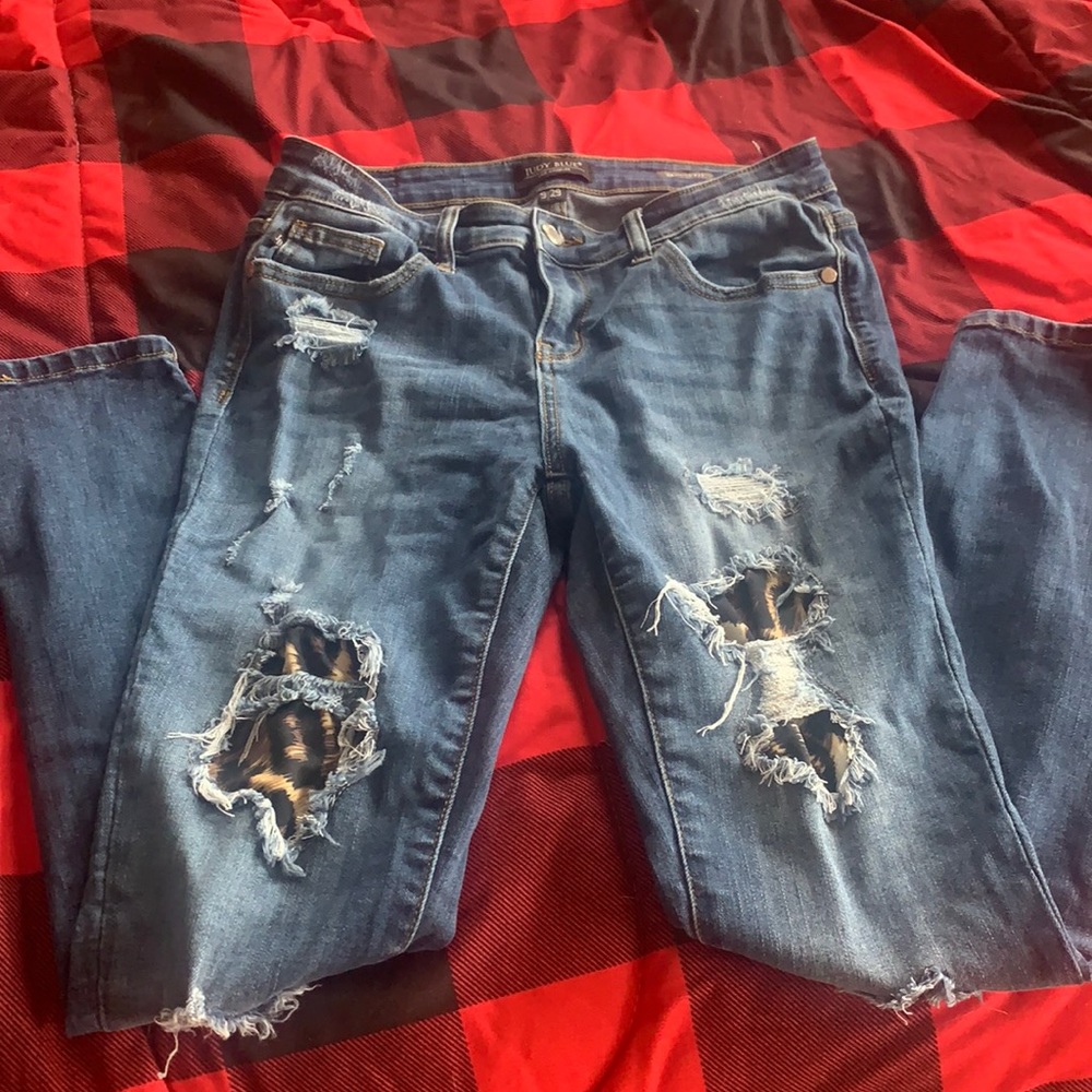 Distressed animal print Judy Blue Jeans